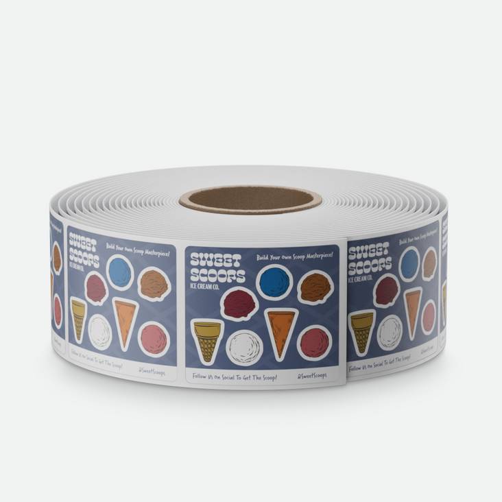 A roll of Sticker Sheet Labels printed by StickerGiant